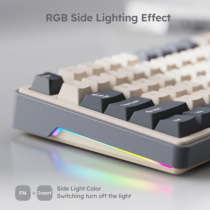 RK ROYAL KLUDGE R87 Pro Wired Mechanical Keyboard with Hot Swappable Knob 75% RGB Backlit Gaming Keyboard 88 Keys TKL Gasket Mounted with QMK/VIA and Linear Creamy Switch