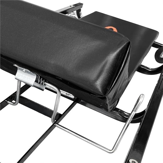 K Tool International XD74962 40" Metal Creeper with Adjustable Headrest, Fully Padded, Epoxy Coated Steel Frame, Six 2 Inch Oil Resistant Swivel Casters, Lightweight Design for Garage and Shop Use