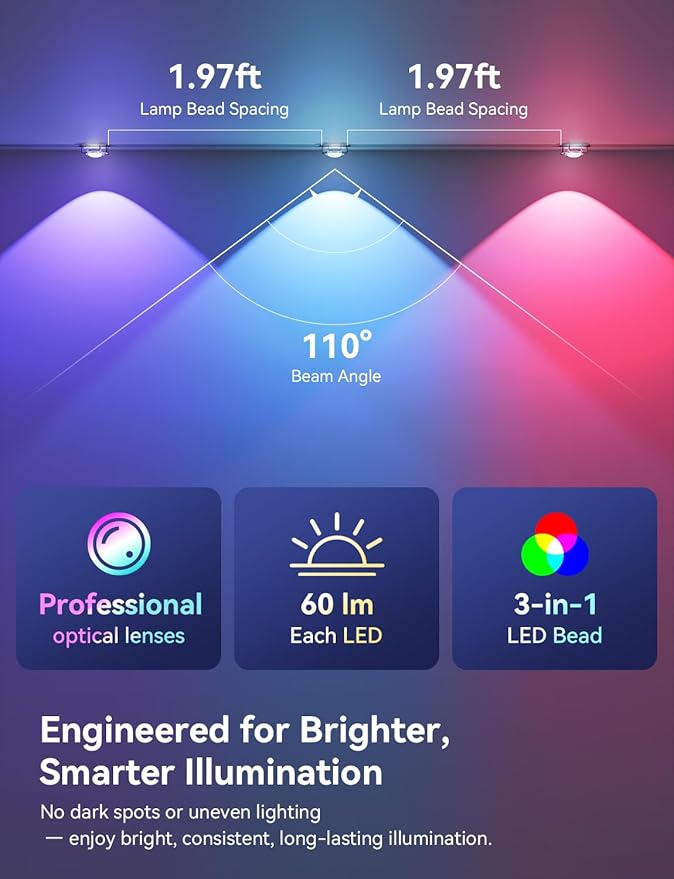 Permanent Outdoor Lights, 400ft RGB+IC Smart Outdoor Lights for House with 200 LED, IP67 Waterproof LED Light for Outdoor Decorations, Work with Remote, APP