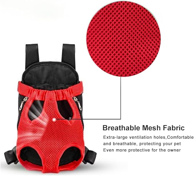 Dog Carrier Backpack, Adjustable Puppy Front Carrier Backpack, Ventilated Dog Chest Carrier for Hiking Camping Travel, Sling Bag for Small Medium Dog Cat Rabbit Puppies, Suit 3-5 lbs (Black, S)