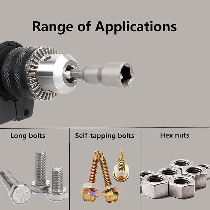 Nut Driver Bit 15mm,80mm Length,Hex Shank,Screwdriver Nut Driver Socket,Quick Change Metric Impact Nut Driver Adapter Tool for Loose Bolts and Nuts