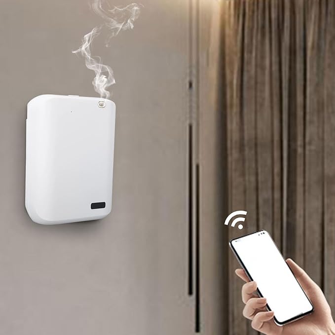 Fdit Smart Scent Air Machine, Wall Mounted Commercial Fragrance Diffuser with App Control for Hotels Offices and Spas, Near Silent Operation with Adjustable Scent Strength (White)
