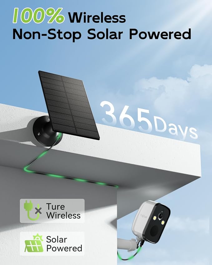 2-Pack 2K 5G Solar Security Cameras Wireless Outdoor for Home | 2-Pack Home Security Camera, 100% Wire-Free Installation, 2-Way Real-Time Talk, Instant App Notifications, All-Weather Usages
