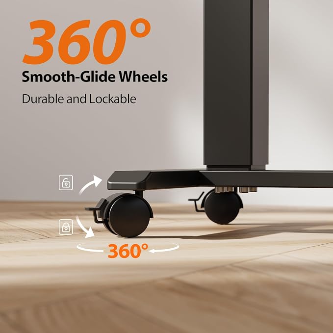 Agilestic 26*16 Inch Height Adjustable Electric Standing Desk, Dark Walnut | Sit Stand Up Computer Desk, with Wheels, Memory Presets, Stable Steel Frame, 88 lbs, Easy Assembly, Home Office, Studying