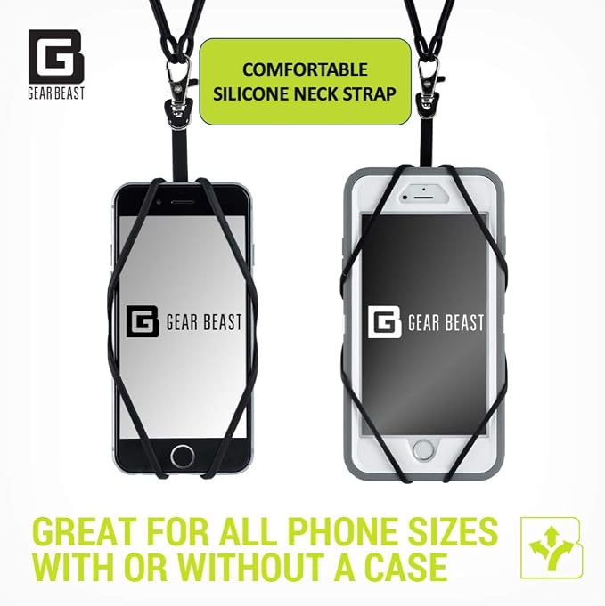 Gear Beast Cell Phone Lanyard - Universal Neck Phone Holder w/Card Pocket and Silicone Neck Strap - Compatible with Most Smartphones, Light Blue