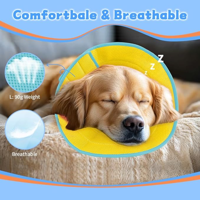 Soft Dog Cone Recovery Collars & Cones After Surgery for Medium Large Dogs, Comfy Ecollars to Stop Licking, Adjustable, Dog Ecollars for Recovery Plastic: Superior Support Fabric: Soft Comfort, XL