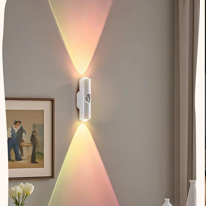 Rechargeable Smart LED Motion Sensor Ambient Light, Punch-Free Color Changing Motion Sensor Light for Stairs, Wardrobe, Cabinet (6Pcs,White, 7-Color Changing)