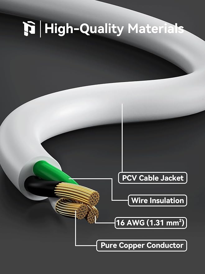 PLUGTUL 3 FT Extension Cord Black, 2-Pack Short Power Cord, Indoor/Outdoor 16 Gauge 3 Prong Grounded Wire ETL Listed, 13A 1625W 125V SJTW