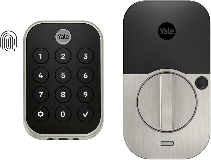 Yale Assure Lock 2 Touch Deadbolt, Satin Nickel Key-Free Smart Entry Door Lock with Bluetooth Connected Keypad and Fingerprint Scanner for Code Entry (No Wi-Fi), YRD430-F-BLE-619