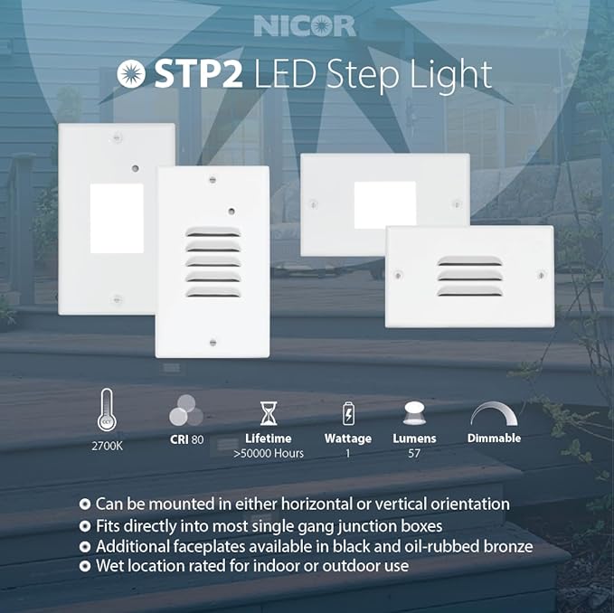 NICOR Lighting STP2 Frosted Black LED Step Light (STP2F120BK)