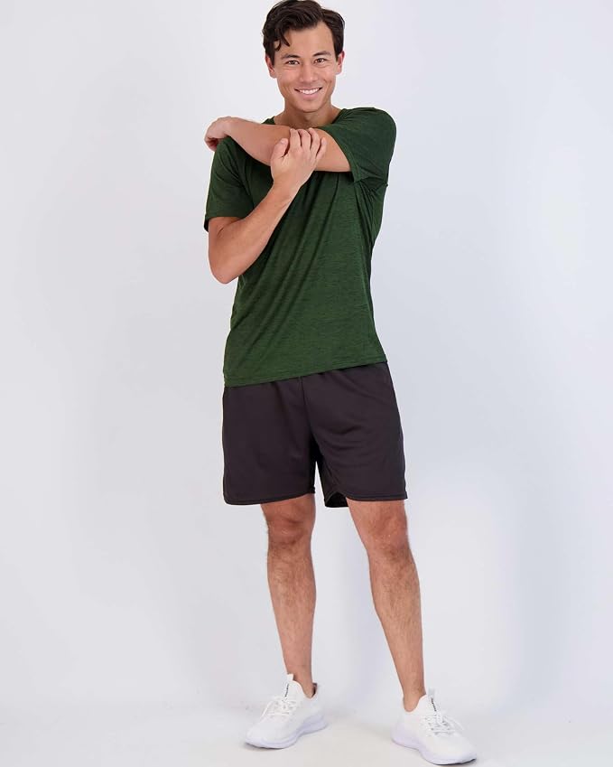5 Pack Men's Dry Fit Short Sleeve T-Shirt Gym Workout Athletic Running Tee | Cooling, Moisture-Wicking, Crew Neck, Quick-Dry, Breathable, Active, Exercise, Fitness, Basketball, Cycling, Hiking, Tennis