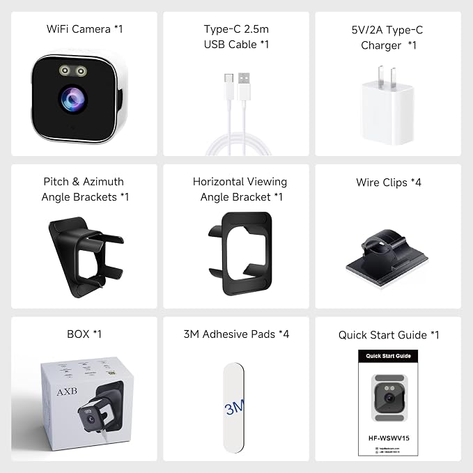 AXB Window Camera for Home Security: 2.4GHz&5GHz WiFi 4K Indoor Camera with Color Night Vision - Smart Motion Detection 24/7 Recording - Easy&Quick Install Includes 2 Multi-Angle Window Mounts