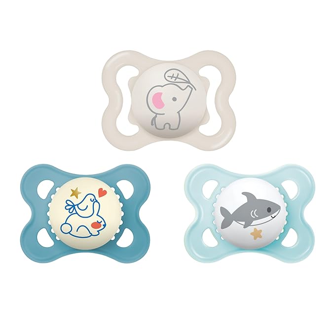 MAM Variety Pack Baby Pacifier, Includes 3 Types of Pacifiers, Nipple Shape Helps Promote Healthy Oral Development, 3 Pack, 0-6 Months, Boy