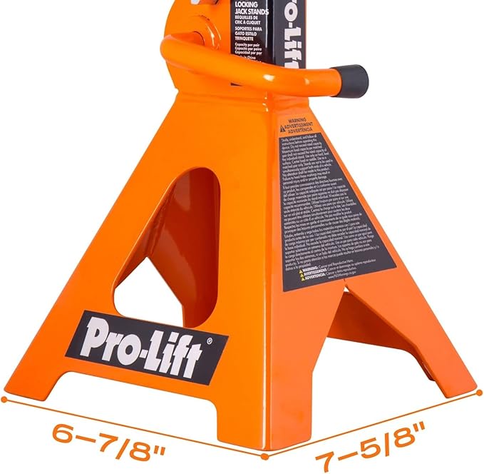 Pro-LifT PL3300 Heavy Duty Jack Stands For Car – 3 Ton in Pair with Double Pins - Handle Lock and Mobility Pin for Extra Safety – Great for Home Auto Repair Shop, Orange