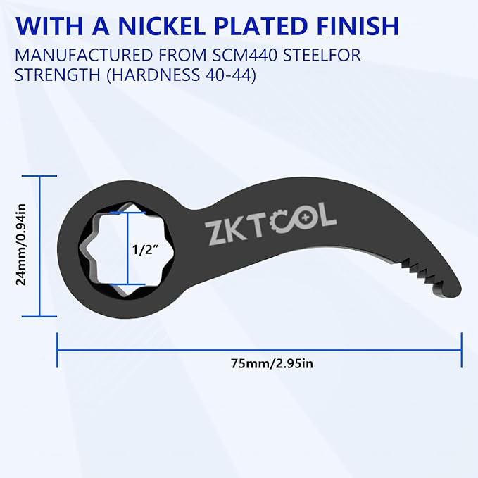 ZKTOOL Pry Bar Wrench Adaptor Head 1/2" D 8pt (Square) Profile,Crowbar Adapter Head Tools, Adjustable Angle Head Pry Bar Fits1/2 Ratchet, Pry Bar Wrench Adaptor Head for Tight Spaces
