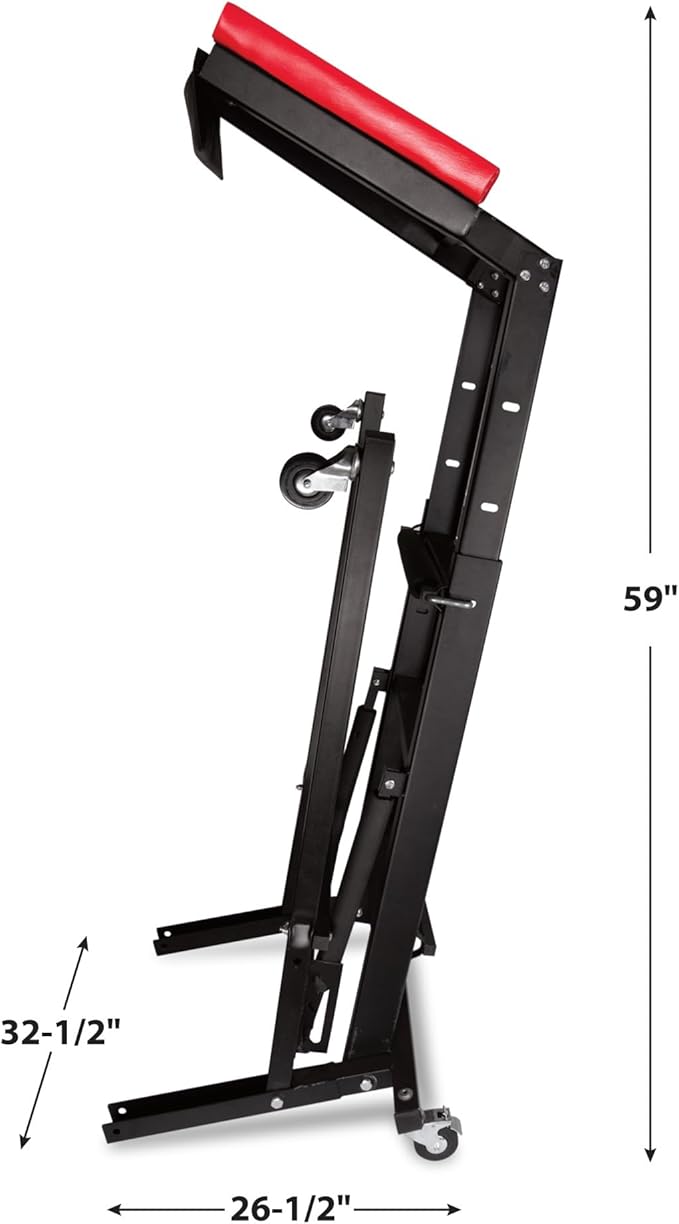 Performance Tool W85038 High Top Adjustable Creeper to Work On Vehicles, Black/Red, 45-66-inch Height