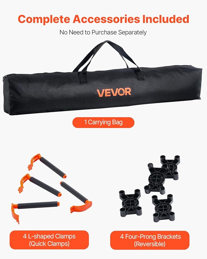 VEVOR Portable Folding Workstand, 4.15 x 4.15 ft Collapsible Workbench, 3500 lbs Weight Capacity, No Assembly Foldable Work Stand with Storage Bag, Table Top NOT Included, for Garage Workshop Outdoor