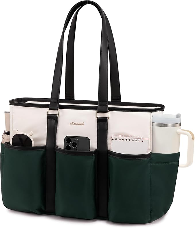 LOVEVOOK 17 Inch Laptop Tote Bag for Women Work, Teacher Tote Nurse Bag, Professional Utility Computer Bag For Work/Travel/College/Daily, Large Purse Handbag With Multi Pockets & Top Zipper