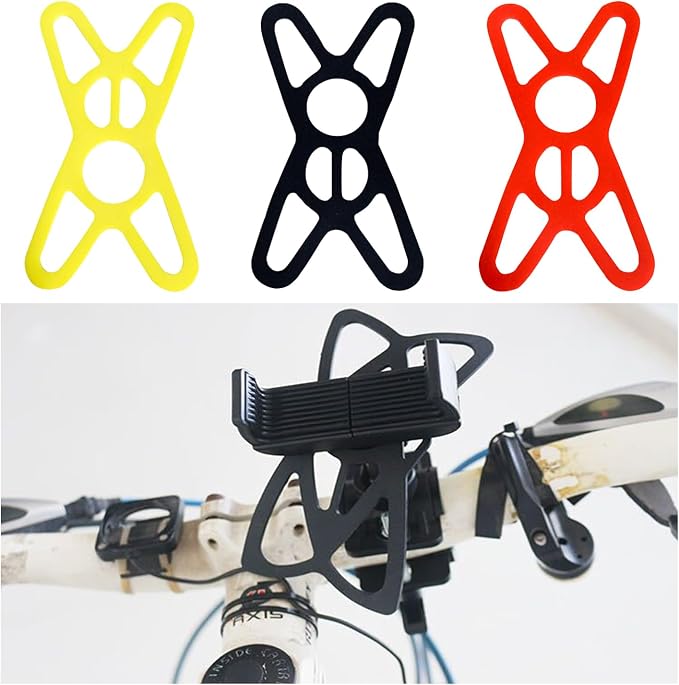Ziciner 3 PCS Bike Phone Mount Holder Band, Elastic Smart Phone Security Silicone Strap for Motorcycle Bike Phone Mount, Universal Bike Accessories Replacement Parts for Most Cell-Phone (Style 1)