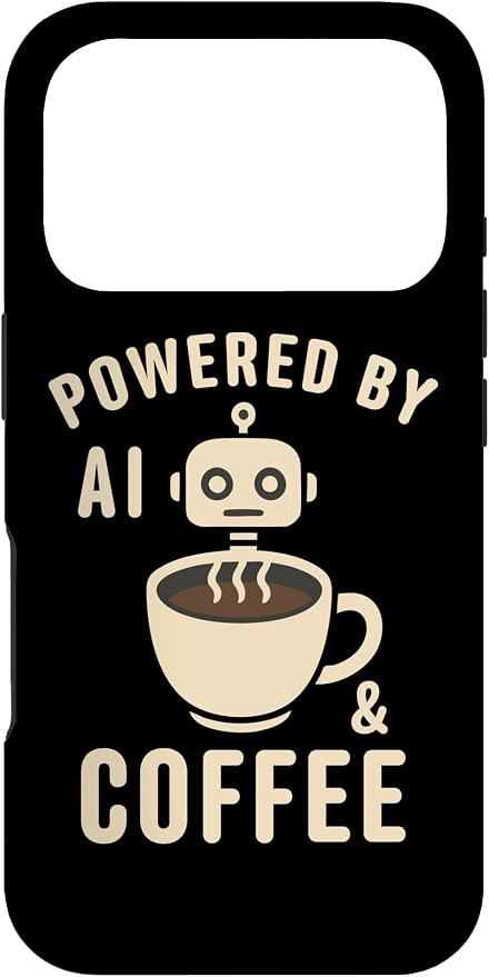 Powered by AI and Coffee Robot Case for iPhone 17 Pro