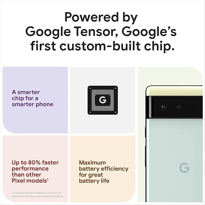 Google Pixel 6 ��� 5G Android Phone - Unlocked Smartphone with Wide and Ultrawide Lens - 128GB - Stormy Black
