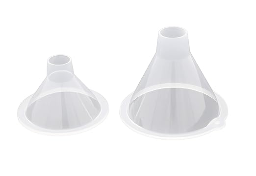 BleedZone Small and Medium Plastic Funnels for Filling Bottles, Small Funnel for Powder, Glitter & Spices, Plastic Funnels for Liquids, Perfume, Essential Oil, Kitchen Funnel Set Clear Durable 2 Pack