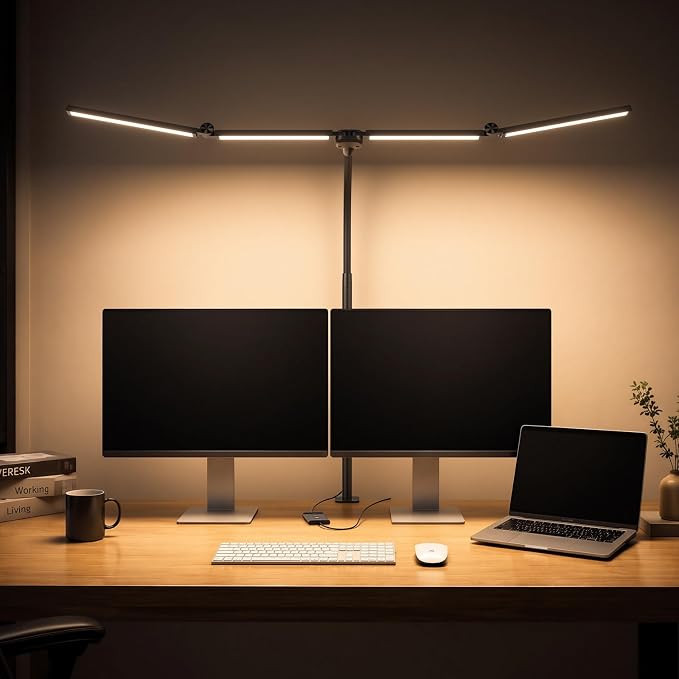 LED Desk Lamps for Home Office, Adjustable Swing Arm Desk Lamp with Clamp | Gooseneck Tall Clip on Desk Light for Sewing,Reading,Draw,Workbench,Study,Puzzle,Craft,Monitor,Architect,Computer,Task