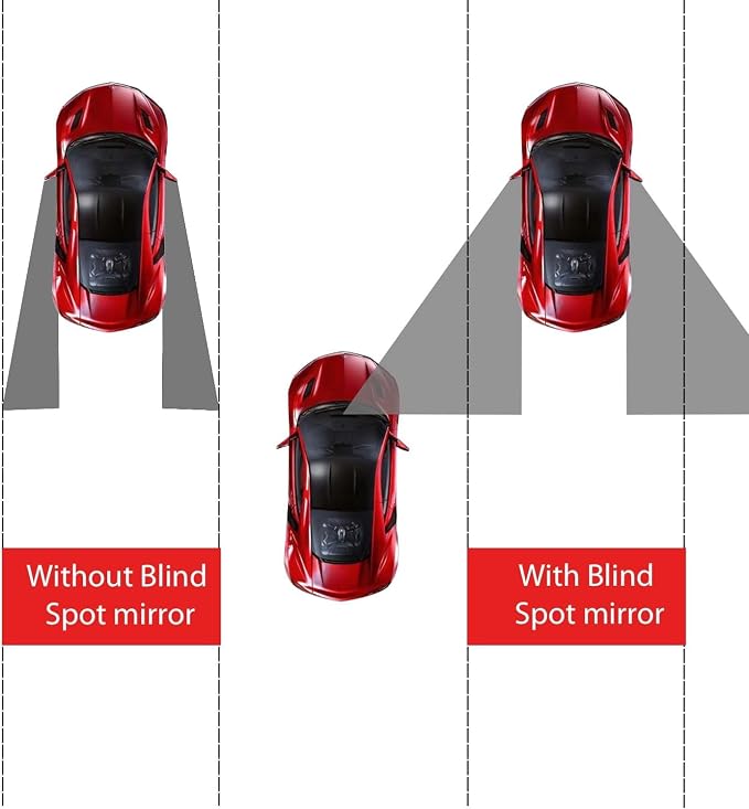 LivTee Blind Spot Car Mirror, Rectangular HD Glass Frameless Convex Side Mirror Blindspot, Reusable 360�� Wide Angle Rear View Car Mirrors with Powerful Adjustable Suction Cup - Exterior Mirrors