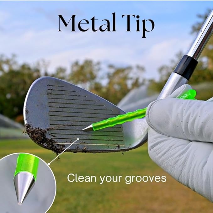 AIRGLO Forever Tee Premium Metal Unbreakable Golf Tees (2 Pack), Extended Metal Tip, Golf Club Groove Cleaner, Golf Divot Tool, Durable Transparent Plastic Golf Tees