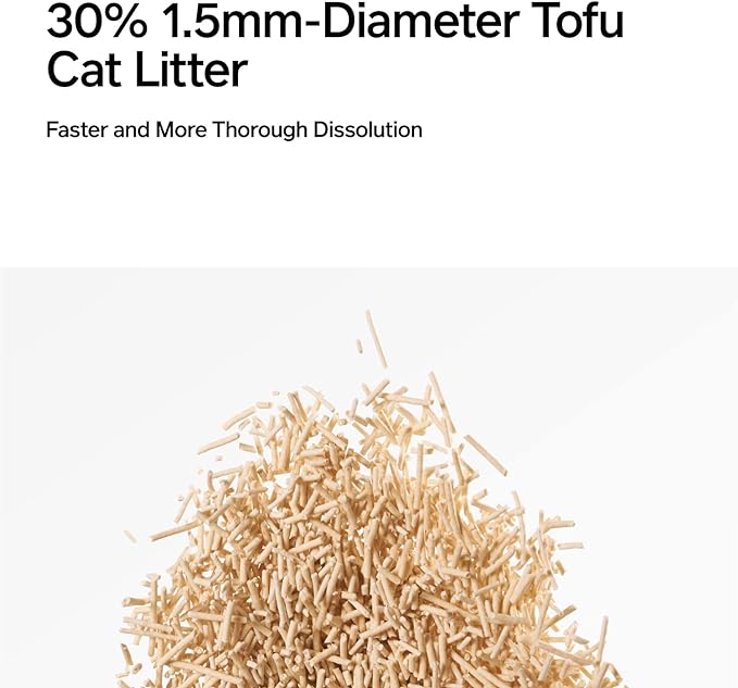 pidan Tofu Cat Litter Clumping,Flushable,Ultra Absorbent and Fast Drying, 100% Natural Ingredients Litter,Solubility in Water,Really Dust-Free,Less Scattering (5.3lb×1bag)