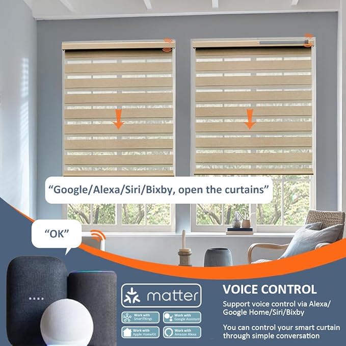 Matter Over WiFi Smart Roller Shade Motor, Φ45mm AC 120V Electric Blind Motor, Works with HomeKit, Alexa, Google Home, SmartThings (50N.m Torque for Φ60mm（2-3/8"） Round Tube)