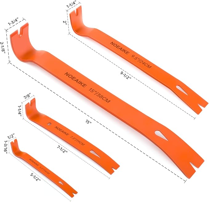 4-Pack Flat Pry Bar Set 5.5"/7.5"/9.5"/15" Crowbar with Nail Puller,Utility Heavy Duty Claw Bar,Mini Pry Bar High-Carbon Steel Crow Bar Tool for Home Improvement & Woodworking