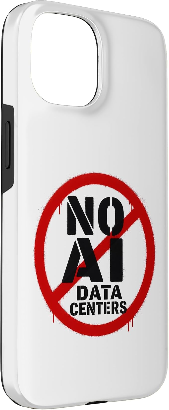 No AI Data Centers ��� Simple Minimal Spray Paint Style Text Case for iPhone 15
