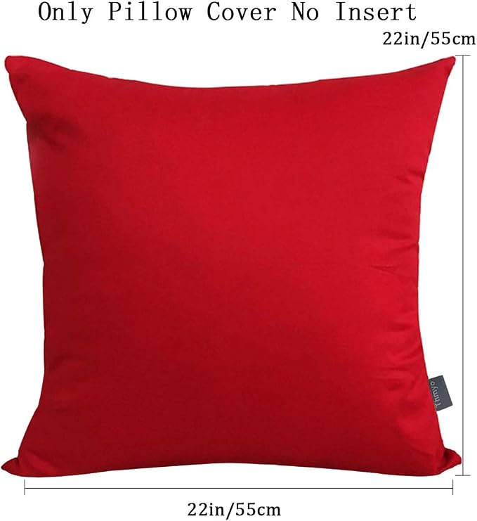 Thmyo 4-Pack 100% Cotton Comfortable Solid Decorative Throw Pillow Case Square Cushion Cover Pillowcase Sublimation Blank Pillow Covers DIY Throw Pillowcase for Couch Sofa Bed(22x22inch/ 55x55cm,Red)