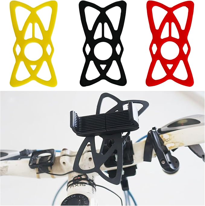 Ziciner 3 PCS Bike Phone Mount Holder Band, Elastic Smart Phone Security Silicone Strap for Motorcycle Bike Phone Mount, Universal Bike Accessories Replacement Parts for Most Cell-Phone (Style 2)