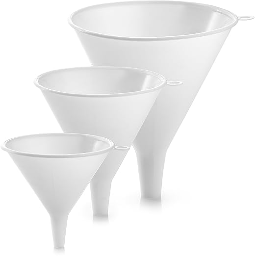 Zulay Kitchen 3-Piece Plastic Funnel Set - Large, Medium, and Small Kitchen Funnels Pouring Spout - for Filling Bottles Water Liquid, Protein Powder, Food Grade Cooking, Drink, Paint, Lotion, Kids