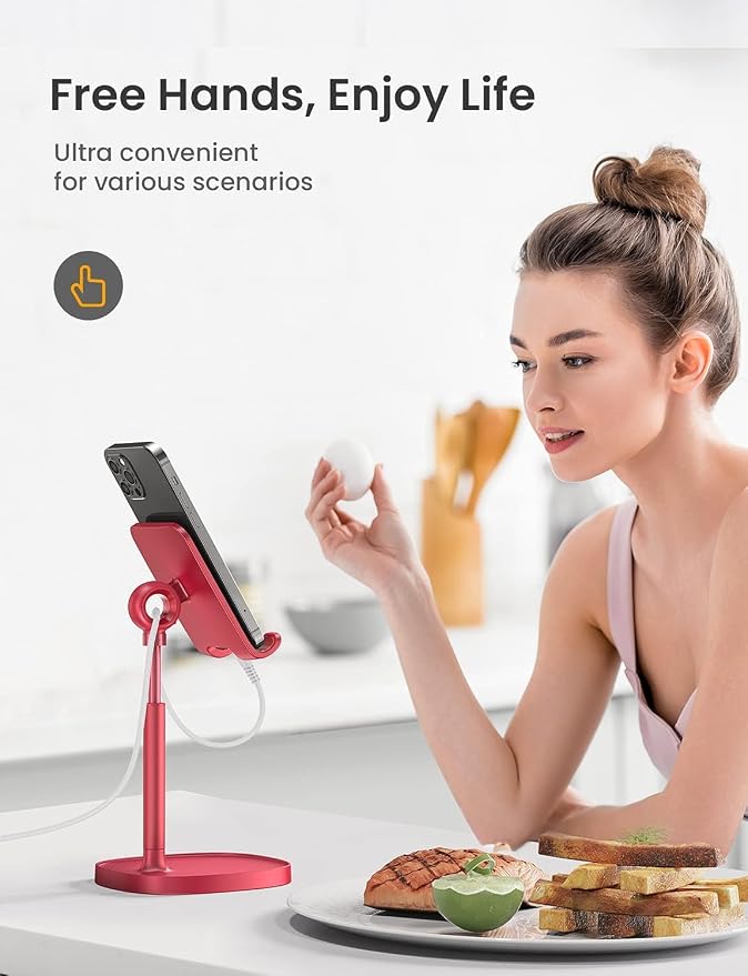 LISEN Cell Phone Stand Phone Holder for Desk, Gaming for Nintendo Switch | Office Desk Accessories for Women, iPhone Stand, Gadgets for Men Gifts, Office Decor, OtterBox Case, Switch, iPad, 4-10 in