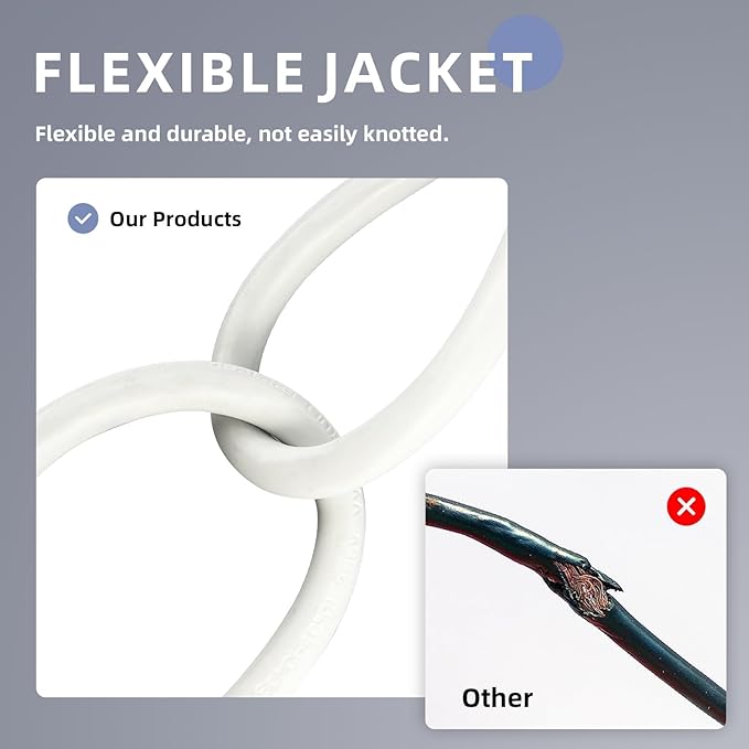 EP 12/3 100 FT Indoor Outdoor White Extension Cord Waterproof, 12 Gauge 3 Prong Power Cord Flexible Resistant Appliance Extension Cable Electric Cable Outside, 15A 1875W 12AWG SJTW, ETL Listed