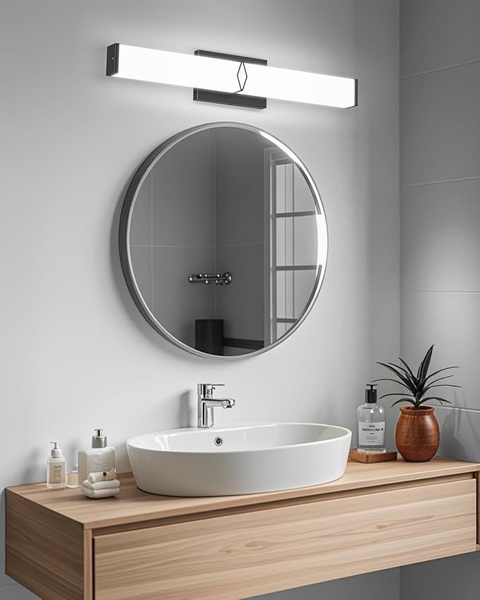 Bathroom Light Fixtures,Modern Bathroom Vanity Light,24.6inch Dimmable 25W 2700lm Black LED Vanity Lights Bar Over Mirror,5700K LED Lighting Fixture,ETL Certified