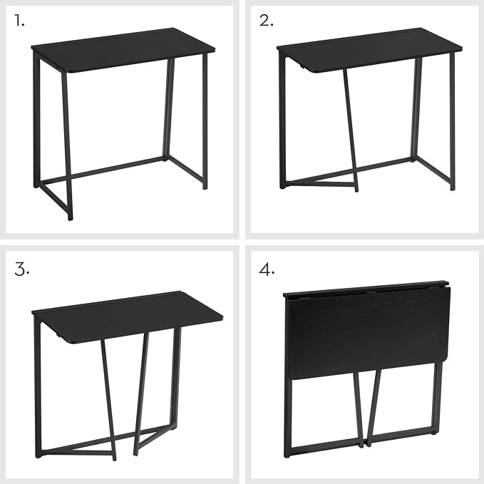 WOHOMO Folding Desk, 31.5" Foldable Computer Table for Small Spaces, Black | Easy Assembly and Fold, Sturdy Home office desks for Study Bedroom Dorm Space Saving Writing Work Apartment