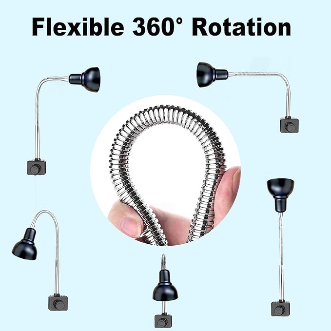 Reptile Heat Lamp, Lamp for Aquarium Turtle Tank with 25w+50w Basking Spot Light Bulbs and 360° Swivel Clamp for Turtle, Snake, Lizard, Cockatoo, Chameleon Etc, Yellow