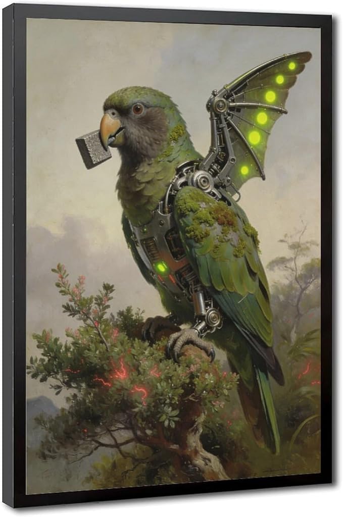 Framed Mechanical Fantasy Wall Art for Modern Living Room Industrial Sci Fi Decor Statement Piece 24x36in