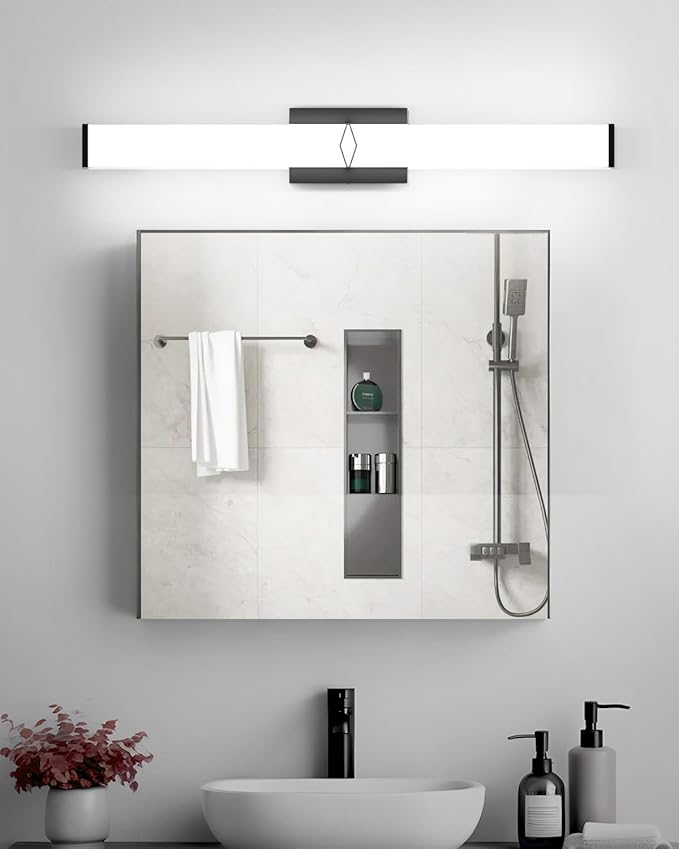 Bathroom Vanity Light,32inch 5CCT Modern Dimmable Bathroom Light Fixtures Over Mirror,32W 3600LM Lighting Bar Fixture,Black LED Vanity Lights,2700K/3000K/4000K/5000K/5700K,ETL Certified