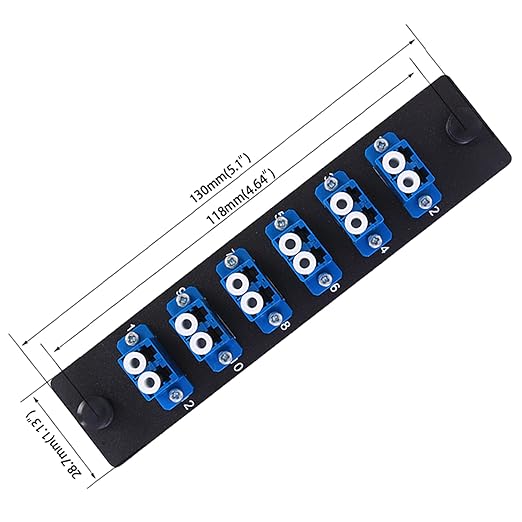 VFLTOOL 2PCS 6 Duplex LC Adapters LGX Footprint Fiber Patch Panel Loaded 12 Fiber Ports Couplers Enclosure - LC UPC Blue Compatible with SingleMode Multimode|1.25G/10GB OS1-2/OM1-3