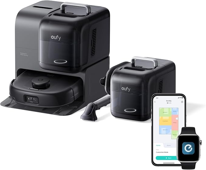 eufy E28 Matic Robot Vacuum and Mop, 20,000 Pa, Portable Carpet Cleaning | Roller Mop with HydroJet System, All-in-One Robot Vacuum and Mop Combo, Zero-Tangling, Corner-to-Edge Cleaning