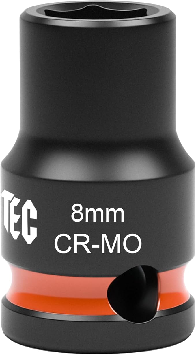 6-Point Shallow Impact Socket, 3/8-Inch Drive 8mm Socket, Cr-Mo,Automotive, Truck Maintenance, Heavy Equipment Repair
