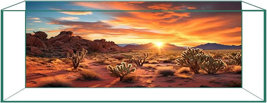 Aquarium Background & Terrarium Background – Ultra HD Static Cling, Tape-Free, Desert Sunset Design for Reptile Tank Decorations, Perfect for Bearded Dragon and Leopard Gecko Tanks 11.8 X 23.6 Inches