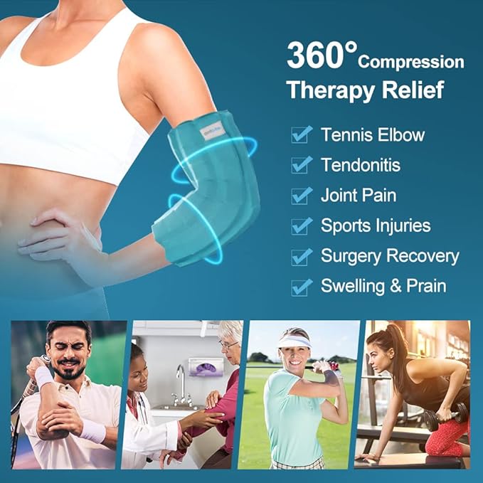 Elbow Ice Pack for Tendonitis & Tennis Elbow, 2 Hours Long Lasting Cold Compression Flexible Ice Pack Wrap Sleeve, Pain Relief for Golfers Arm, Arthritis, Injuries