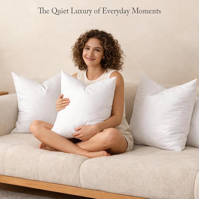 puredown® 18x18 Pillow Inserts, Feather Down Filled for Support, Set of 2 | Fluffy & Supportive, Feather Down Filled, Throw Pillow Insert for Couch, Chairs, Bed, Sofa, Office Decoration