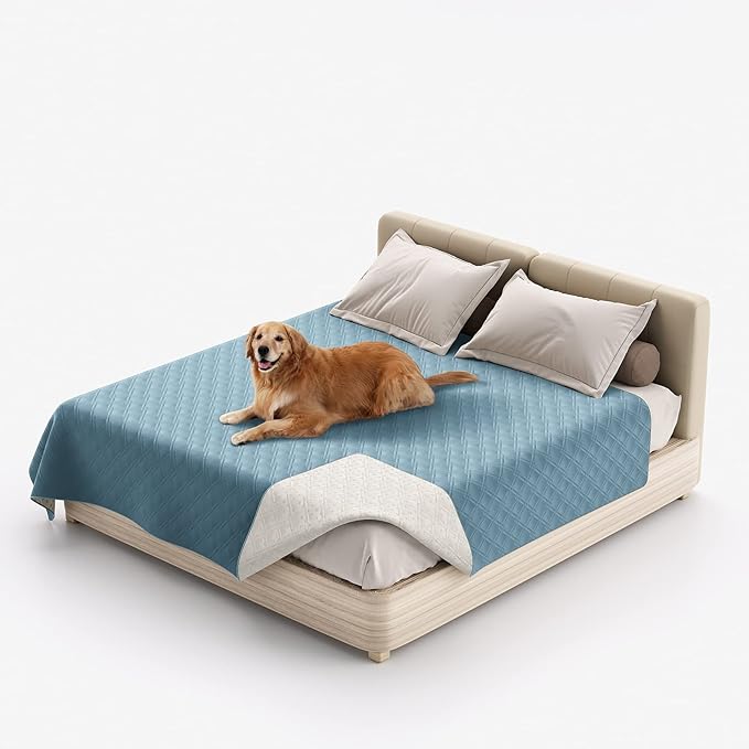 Waterproof Dog Bed Covers for Couch Protection, Water-Resistant Soft Dog Pet Blanket Anti-Slip Dog Blanket for Bed, for Furniture Bed Couch Sofa (Gray Blue,82x102inch)